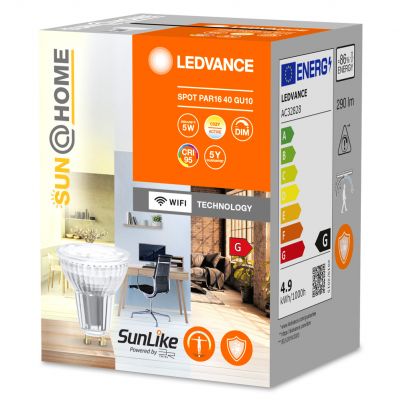 Żarówka LED GU10 PAR16 4,9W = 40W 268lm CCT 38° CRI95 SMART+ WIFI Ściemnialna SUNATHOME CLASSIC 4058075575776 LEDVANCE (4058075575776)