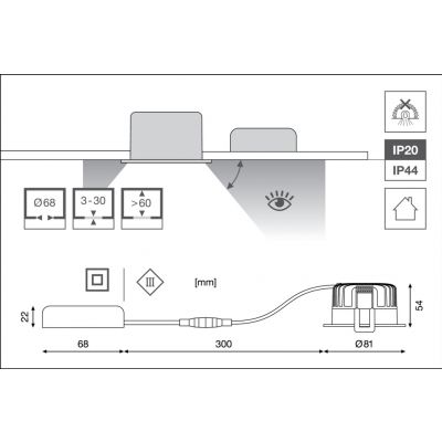 SP DK FIX P 8W 930 PS DIM IP44 WT LEDVANCE (4058075799820)