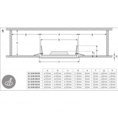 Panel LED Podtynkowy wpuszczany 18W 3000K DOWNLIGHT Slim SQ210 kwadrat 4058075079335 LEDVANCE (4058075079335)