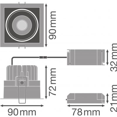 SP SQUARE DK ADJ 8W 3000K FL BK LEDV LEDVANCE (4058075114067)