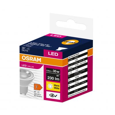 Żarówka LED LVPAR16 35 36st. 3,2W/827 230V GU10 10X1 EUE OSRAM 230lm 4058075198555 LEDVANCE (4058075198555)