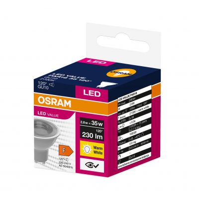 Żarówka LED GU10 2,8/25W 230lm 120° 2700K ciepła biel VALUE OSRAM LEDVANCE (4058075198944)