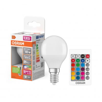 OSRAM Żarówka LED KULKA E14 5,5W 40W RGBW + PILOT LEDVANCE (4058075430877)
