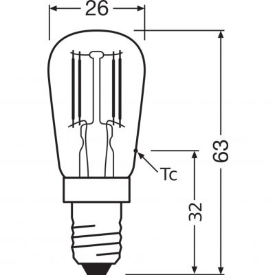 LED T26 25 CL 2,8W 827 230V FIL E14 LEDVANCE (4058075432871)