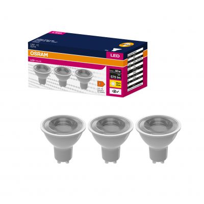 Żarówka LED /3szt./ Reflektor GU10 6,9W=50W 575lm 3000K ciepła biel 120st OSRAM (4058075600003)