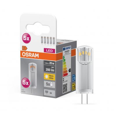 Żarówka LED 5szt. Kapsułka G4 1,8W=20W 200lm ciepła biel 12V 320st BASE OSRAM (4058075758025)