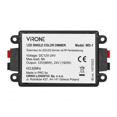 Ściemniacz do LED 12-24VDC RF z pilotem WD-1 ORNO (WD-1)