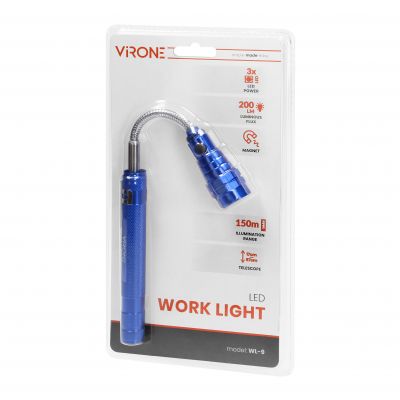 Latarka teleskopowa 17-57 cm, 3 LED, 4 x LR44, wyginana głowica, magnes WL-9 ORNO (WL-9)