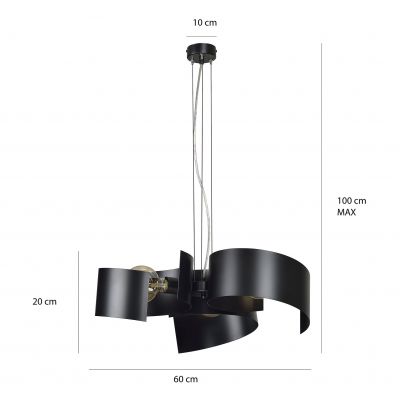 Emibig lampa wisząca EOS 3 BLACK E27 60W MAX 625/3 (625/3)