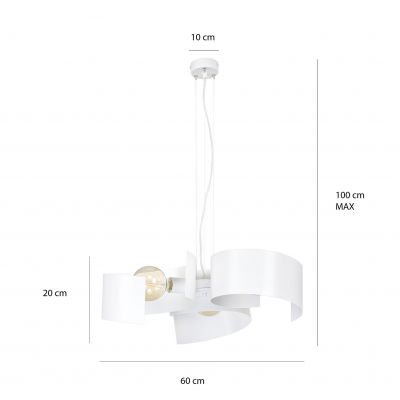 Emibig lampa wisząca EOS 3 WHITE E27 60W MAX 626/3 (626/3)