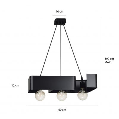 Emibig lampa wisząca KOMA 3 BLACK E27 60W MAX 630/3 (630/3)