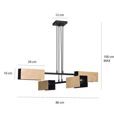 Emibig lampa wisząca ZAPER 4 BLACK E27 60W MAX 616/4 (616/4)