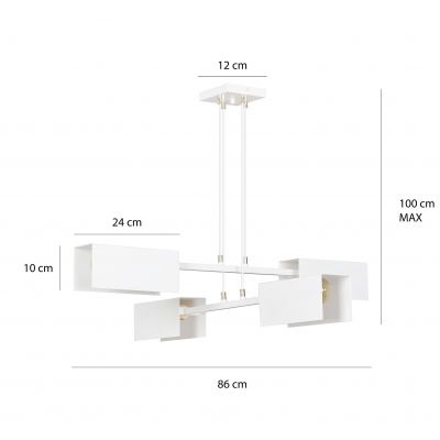 Emibig lampa wisząca TOLOS 4 WHITE E27 60W MAX 634/4 (634/4)