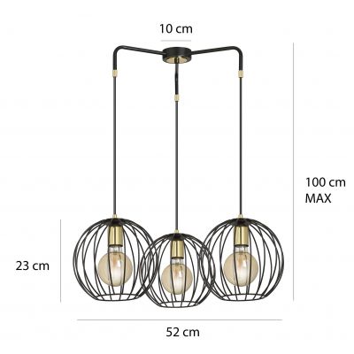 Emibig lampa wisząca ALBIO 3 BLACK E-27 60W MAX 144/3 (144/3)