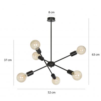 Emibig lampa wisząca PROTON 6 BLACK E-27 60W MAX 586/6 (586/6)