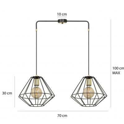 Emibig lampa wisząca ALTEO 2 BLACK E-27 60W MAX 225/2 (225/2)