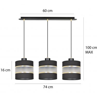 Emibig lampa wisząca MOGI 3 BLACK E-27 60W MAX 601/3 (601/3)