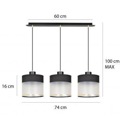 Emibig lampa wisząca MUTO 3 BLACK E-27 60W MAX 603/3 (603/3)