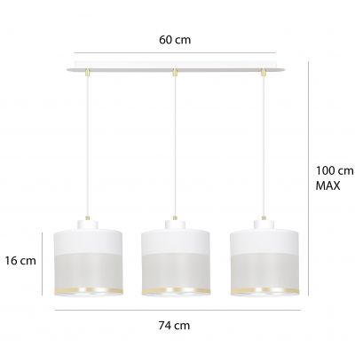 Emibig lampa wisząca MUTO 3 WHITE E-27 60W MAX 604/3 (604/3)