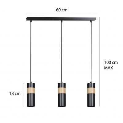 Emibig lampa wisząca AKARI 3 BLACK GU-10 30W MAX 732/3 (732/3)