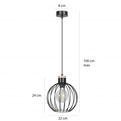 Emibig lampa wisząca BARBADO 1 BLACK E27 60W MAX 754/1 (754/1)