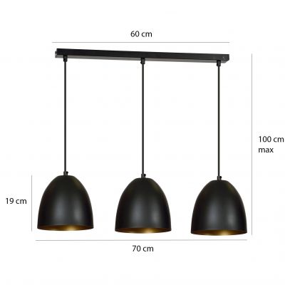 Emibig lampa wisząca LENOX 3 BLACK / WHITE E27 60W MAX 391/3 (391/3)