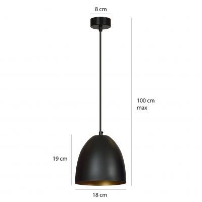 Emibig lampa wisząca LENOX 1 BLACK / GOLD E27 60W MAX 410/1 (410/1)