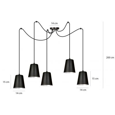 Emibig lampa wisząca LINK 5 BLACK / WHITE E27 60W MAX 454/5 (454/5)