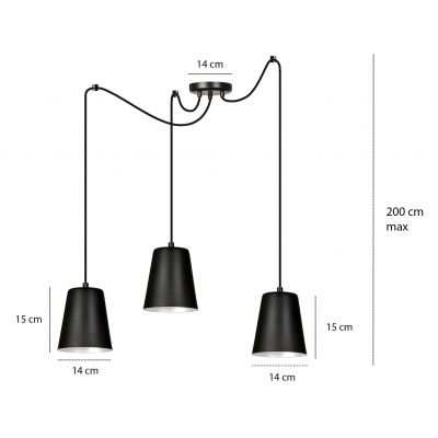 Emibig lampa wisząca LINK 3 BLACK / GOLD E27 60W MAX 455/3 (455/3)