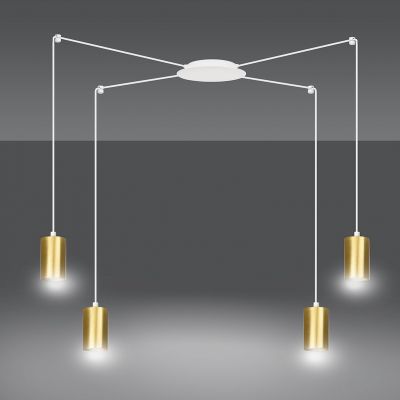 Emibig lampa wisząca Traker 4 4xGU10 biało/złota 527/4 (527/4)