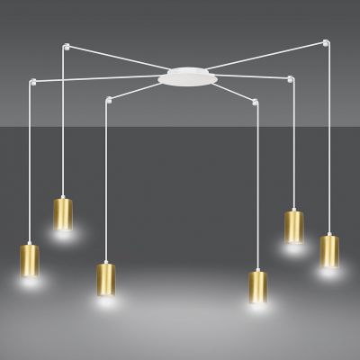 Emibig lampa wisząca Traker 6 6xGU10 biało/złota 527/6 (527/6)