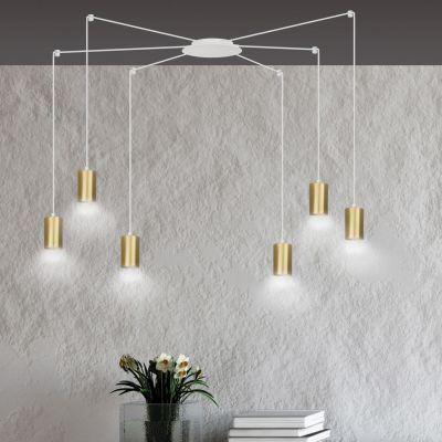 Emibig lampa wisząca Traker 6 6xGU10 biało/złota 527/6 (527/6)