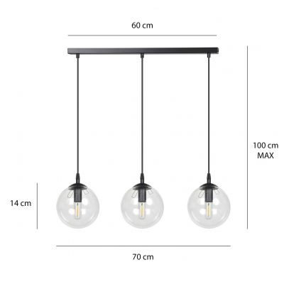 Emibig lampa wisząca Cosmo 3 3xE14 czarna 711/3 (711/3)