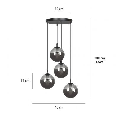 Emibig lampa wisząca Cosmo 4 4xE14 czarna 712/4PREM (712/4PREM)