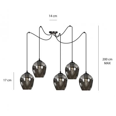 Emibig lampa wisząca Level 5 5xE27 czarna 757/5 (757/5)