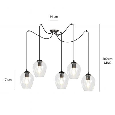 Emibig lampa wisząca Level 5 5xE27 czarna 756/5 (756/5)