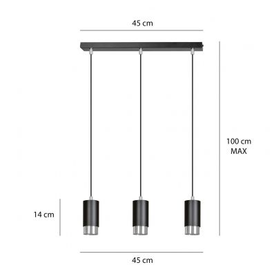 Emibig lampa wisząca Fumiko 3 3xGU10 czarny/chrom 816/3 (816/3)