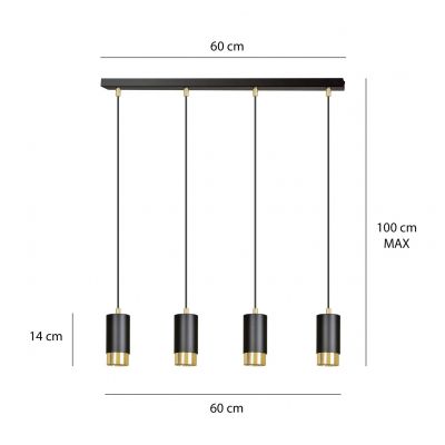 Emibig lampa wisząca Fumiko 4 4xGU10 czarno/złota 817/4 (817/4)