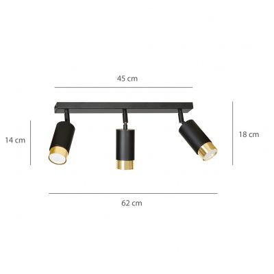 Emibig plafon (reflektorki) Hiro 3 3xGU10 czarno/złoty 965/3 (965/3)