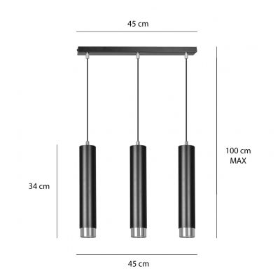 Emibig lampa wisząca Kibo 3 3xGU10 czarny/chrom 643/3 (643/3)