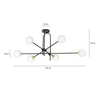 Emibig plafon Diarf 6 6xE14 czarno/złoty 1012/6 (1012/6)