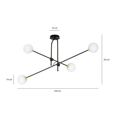 Emibig plafon Diarf 4 4xE14 czarno/złoty 1012/4 (1012/4)