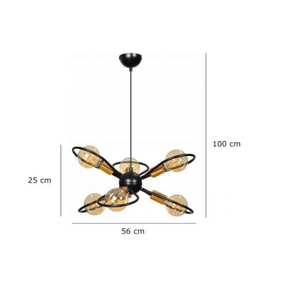 Emibig lampa wisząca Saxon 6 6xE27 czarna 330/6 (330/6)