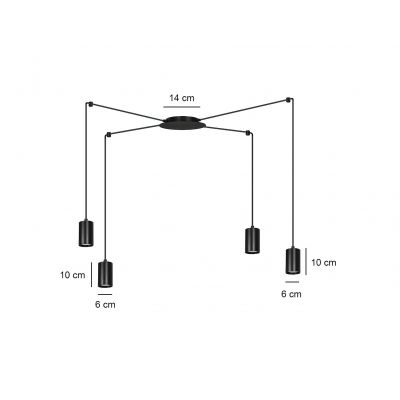 Emibig lampa wisząca Traker 4 4xGU10 czarna 524/4 (524/4)