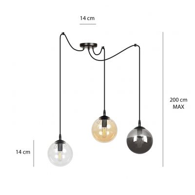 Emibig lampa wisząca Gigi 3 3xE14 czarna 939/3 (939/3)