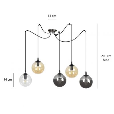 Emibig lampa wisząca Gigi 5 5xE14 czarna 939/5 (939/5)