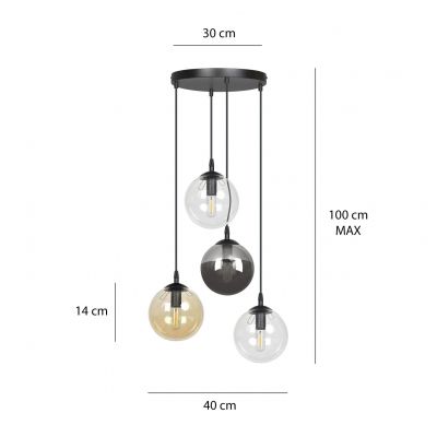 Emibig lampa wisząca Cosmo 4 4xE14 czarna 714/4PREM (714/4PREM)