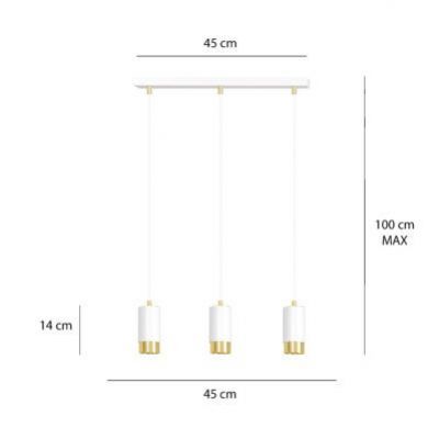 Emibig lampa wisząca Fumiko 3 3xGU10 biało/złota 815/3 (815/3)