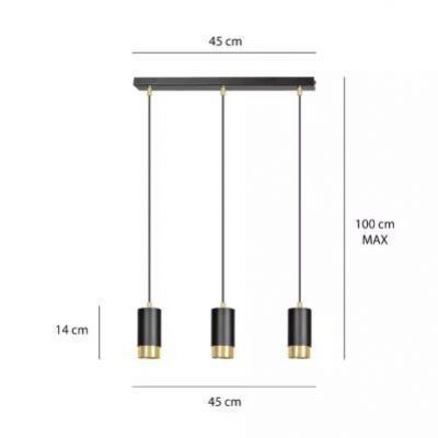 Emibig lampa wisząca Fumiko 3 3xGU10 czarno/złota 817/3 (817/3)