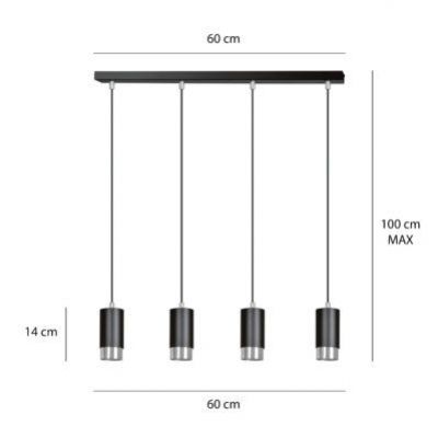 Emibig lampa wisząca Fumiko 4 4xGU10 czarny/chrom 816/4 (816/4)